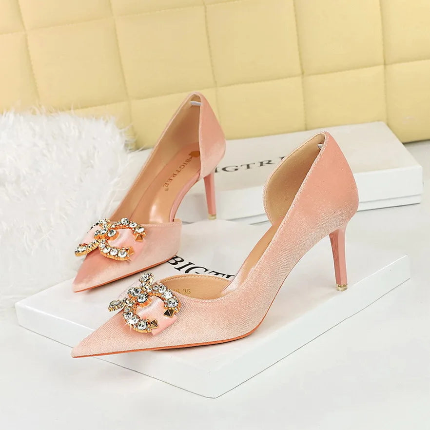 Rhinestone Pearl Bow Heeled Sandals