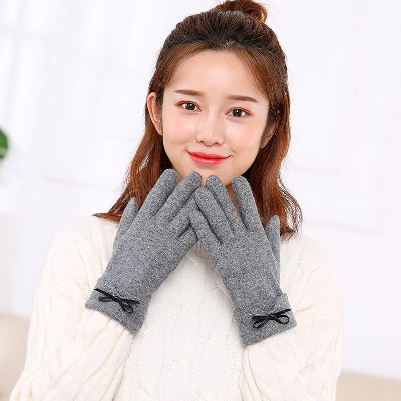 Fashion Fancy Warm Bike Riding Touchscreen Thermal Winter Wool Women Gloves