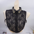 LHY Elegant Detachable Lace Shirt Collar Women Fake Collar Fashion Embroidery Ruffles Chiffon Beaded Crystal Floral Design