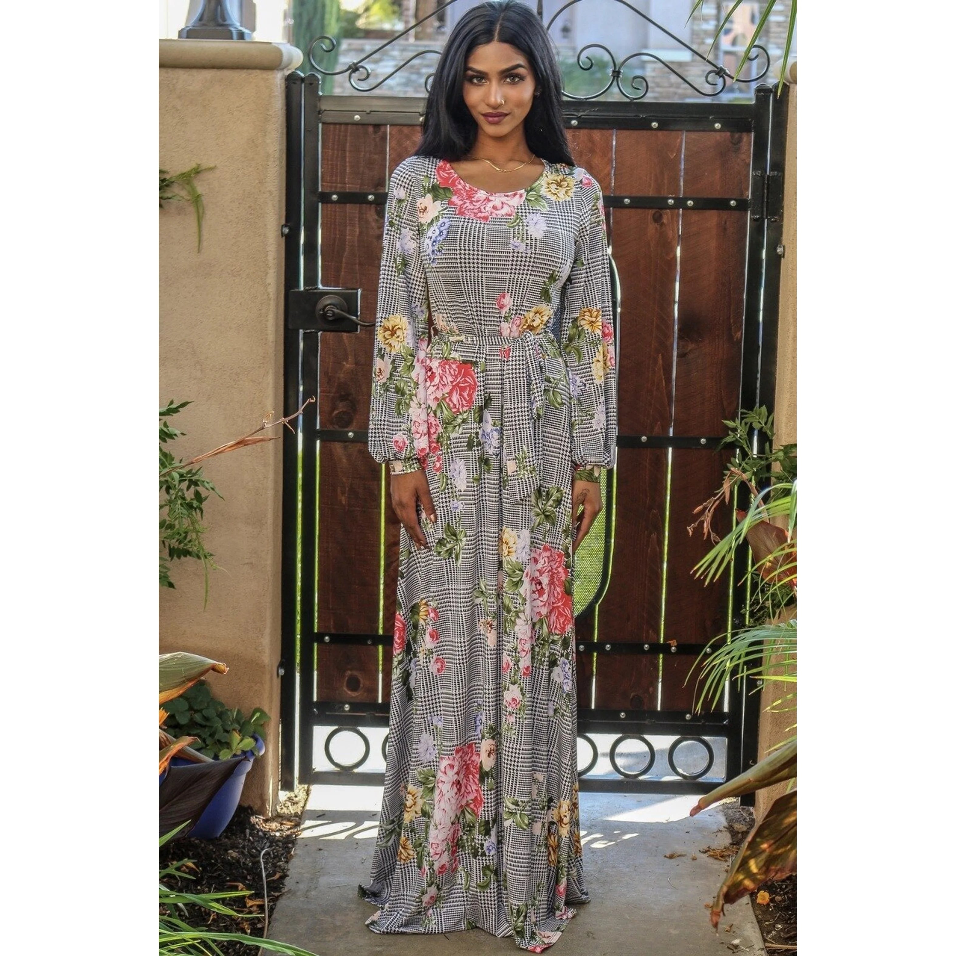 TD Venechia ODM White Maxi Dress with Neck Long Closed Bell Sleeves Strapless Slits Party Style for Women/Ladies One Size/XS