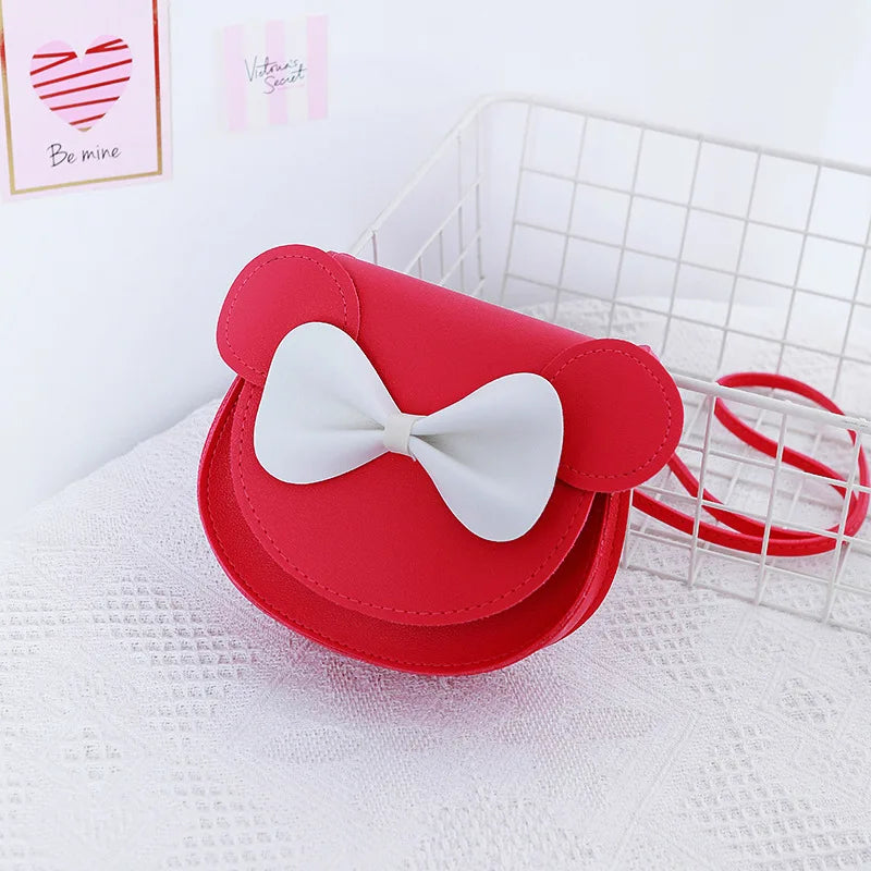 Amiqi YS17 New Children's Messenger Bag Mic Key Mouse Shape With Bow Cute Women's Shoulder Bag Purse