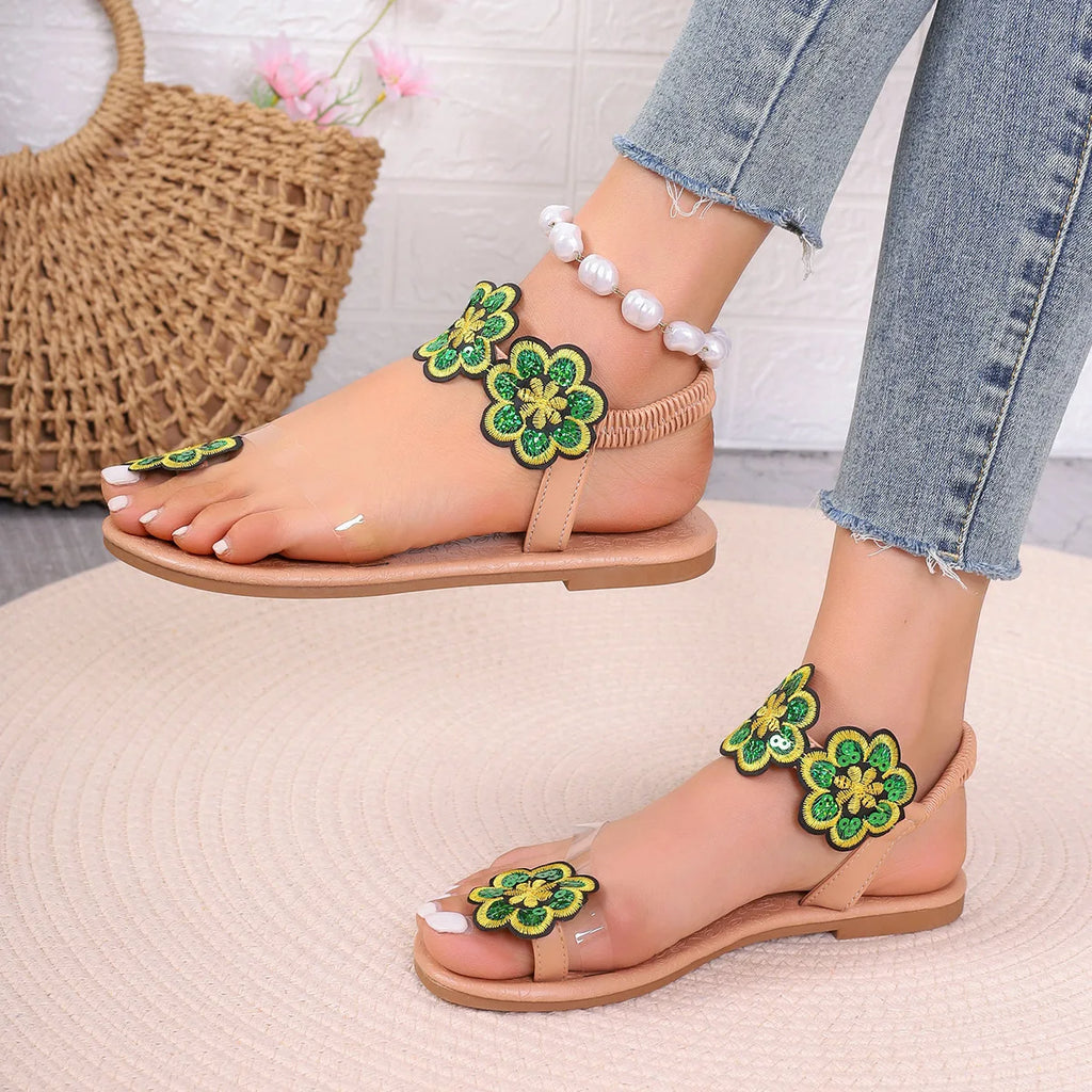 Colorful Flat Ethnic Beach Sandals