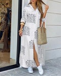YQY1206 Hot Selling Spring and Summer Fashion Long Sleeve Loose Dress Printed Maxi Dress Ladies Fall Dresses for Women