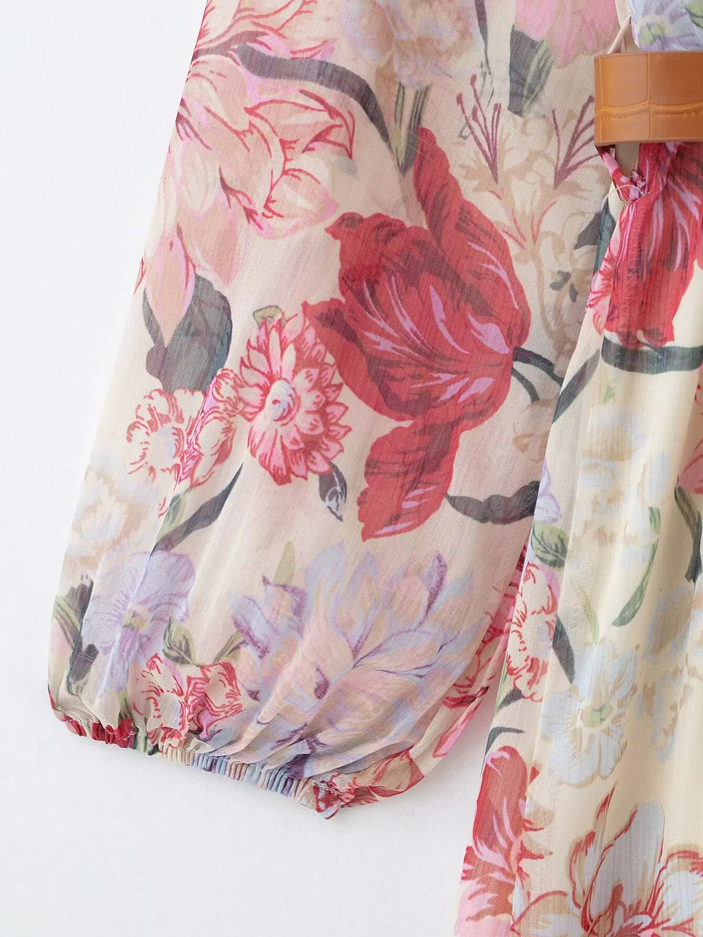 KAR&OT ZA 2025 Spring Women's New Fashion Temperament Flower Print Long Sleeve Midi Dress 2507147