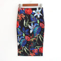 Fashion Midi Skirt For Women Flora Printed High Waist Pencil Skirt Female Causal Flower Bodycon Skirt With Slit