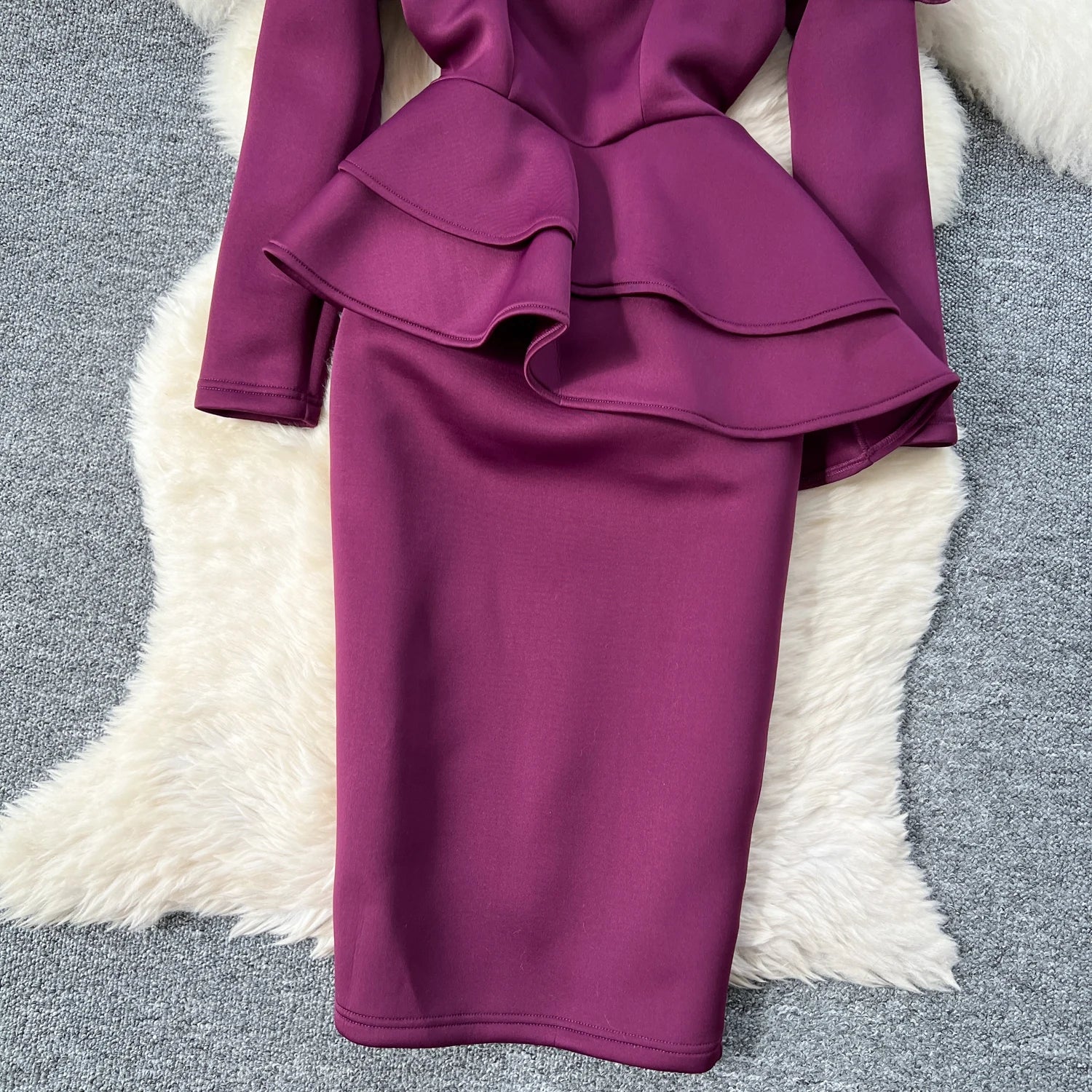 Plus Size Spring Elegant Slim Casual Midi Dress For Women Empire 3D Ruffled Lace Dress
