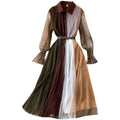 New Arrival Summer Sexy Women's Hit Color Dresses Bohemian Casual Slim A-Line Beach Maxi Dress Mesh Vestidos With Belt