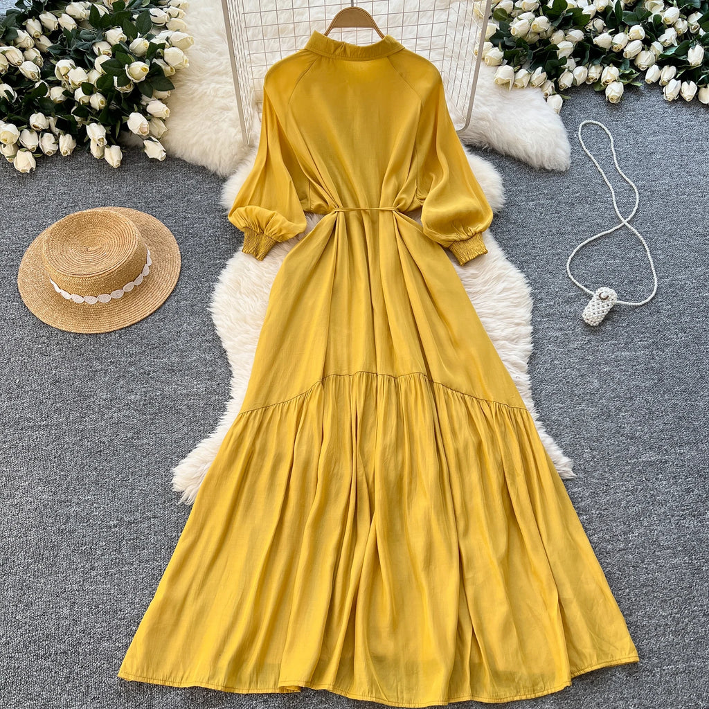 Spring Elegant Tunic Slim Midi Dress For Women Empire Lace Dress