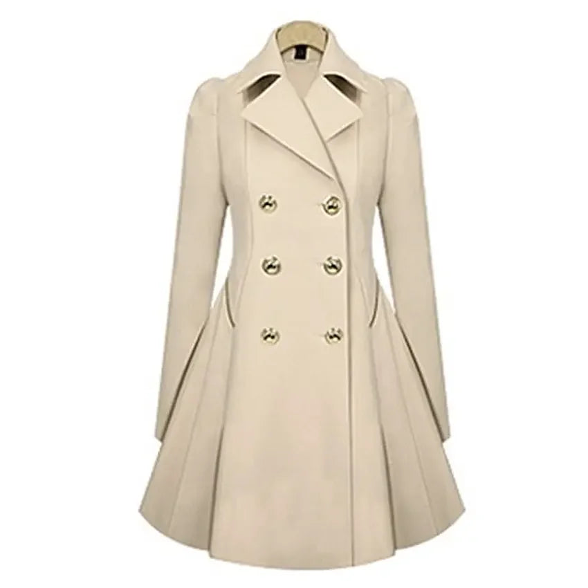 Wholesale Ladies Spring Autumn Windbreaker Long Coat Trench Outwear Fashion Button Lapel Jacket for Women Coat