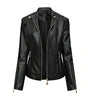 Faux Leather Zip-Up Plus Size Casual Jacket