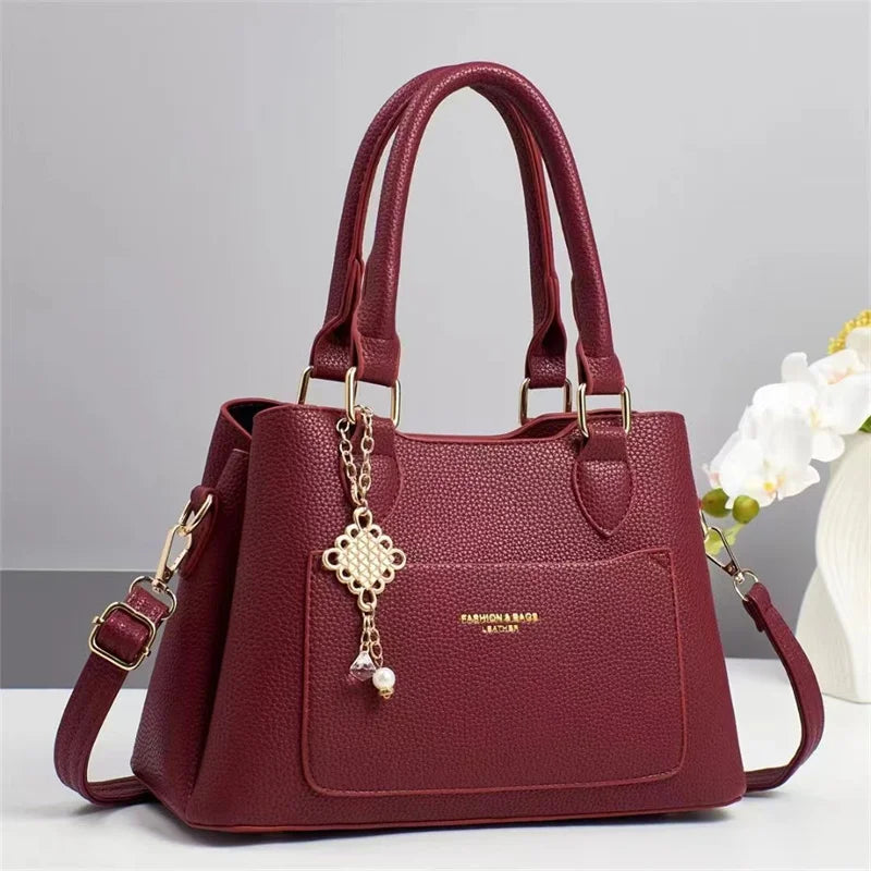 2025 New Designer Women's Preppy Style Tote Purse Ladies' Shoulder Bag Chain Decoration PU  Zipper Closure Portable Handbag