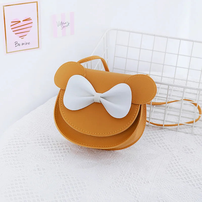 Amiqi YS17 New Children's Messenger Bag Mic Key Mouse Shape With Bow Cute Women's Shoulder Bag Purse