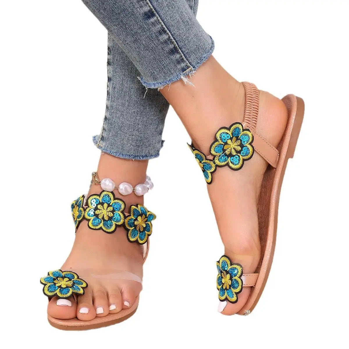 Colorful Flat Ethnic Beach Sandals