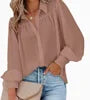 Casual Button-Down Loose Long Sleeve Blouse