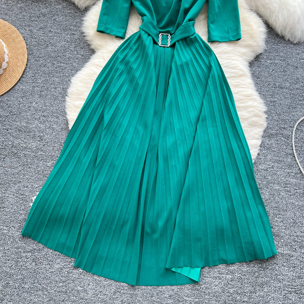 Plus Size Summer Elegant Pleated Midi Dress For Women Empire 3D Lace Vestidos