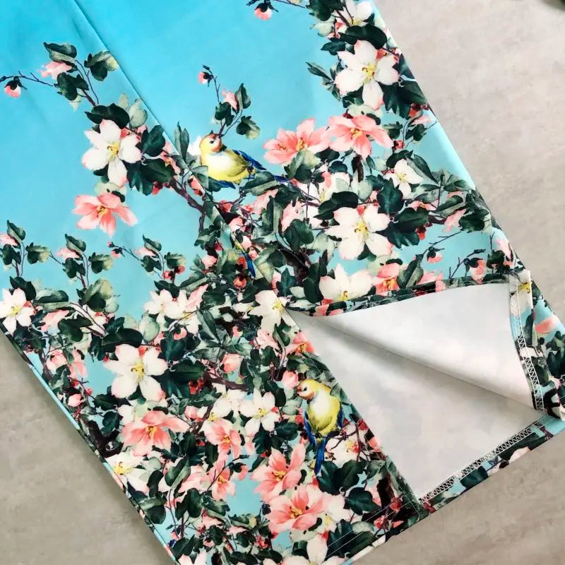 Fashion Midi Skirt For Women Flora Printed High Waist Pencil Skirt Female Causal Flower Bodycon Skirt With Slit