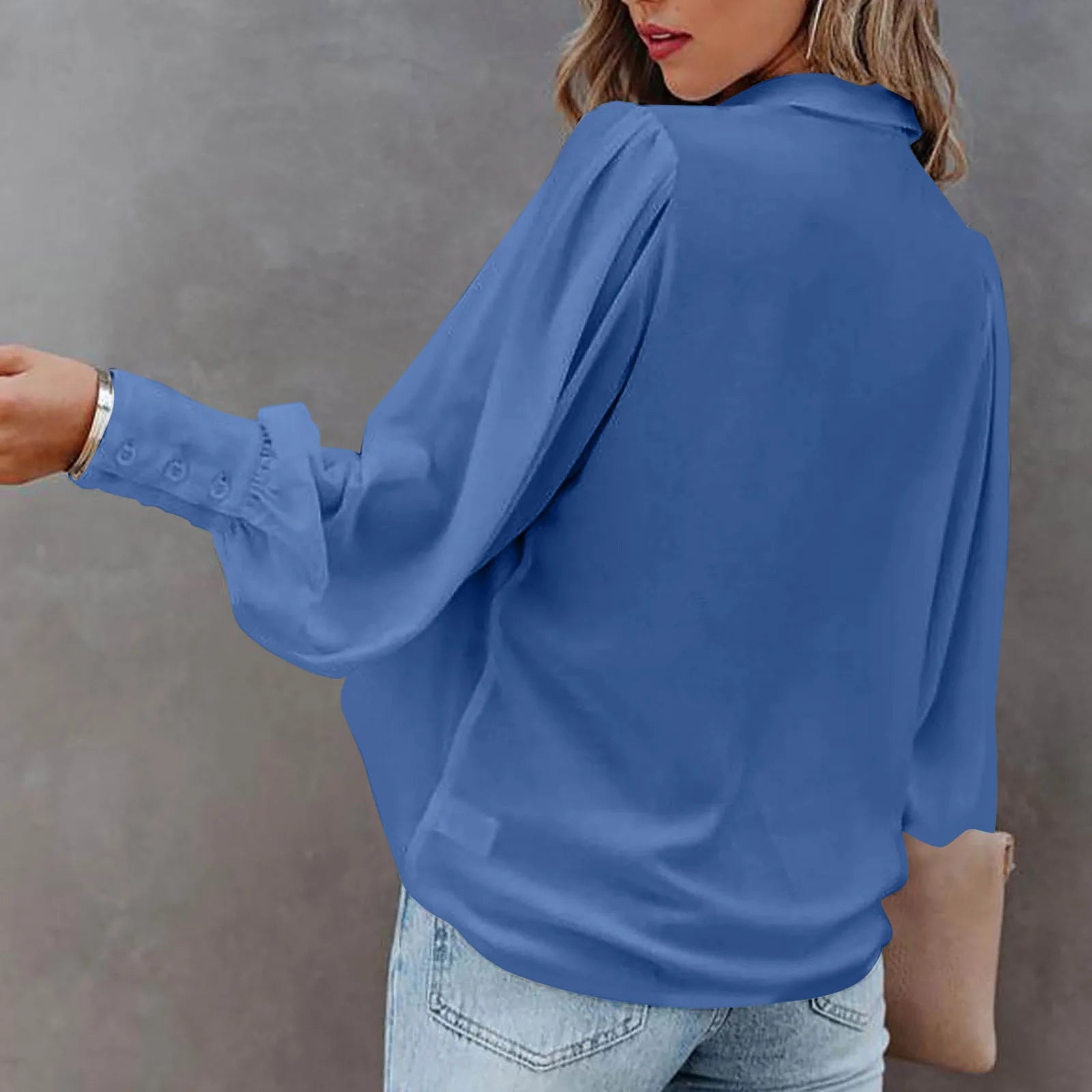 Casual Button-Down Loose Long Sleeve Blouse