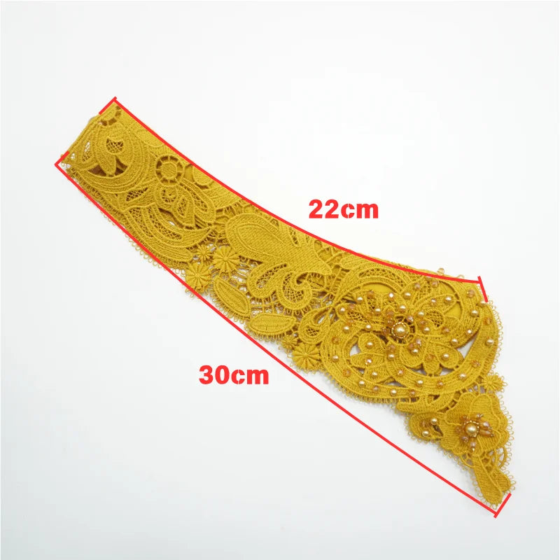 LHY Fashion Detachable Peter Pan Fake Collar for Women Choker Necklace Beaded Pearl Rhinestone Lace Applique Accessory