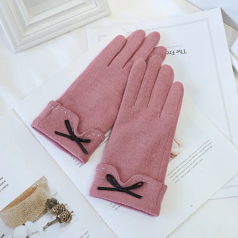 Fashion Fancy Warm Bike Riding Touchscreen Thermal Winter Wool Women Gloves