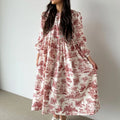 Puff Long Sleeve Buttoned Midi Dress
