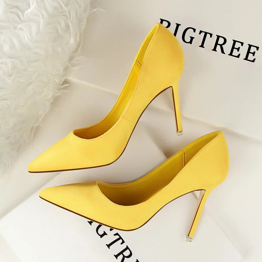 Big Size 42 43 Suede Leather Heels