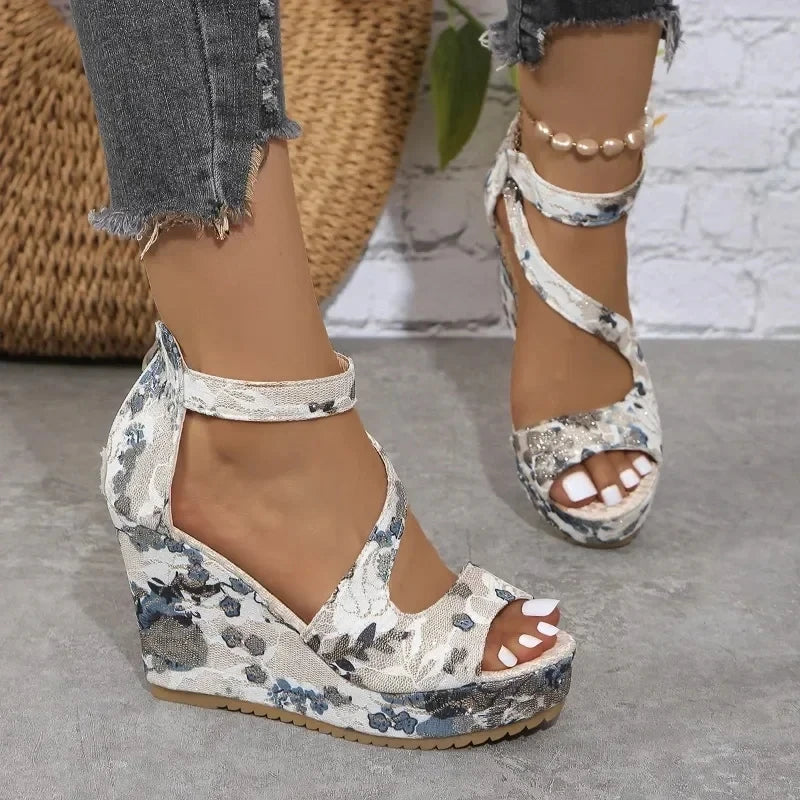 Ladies Print Wedge Heels