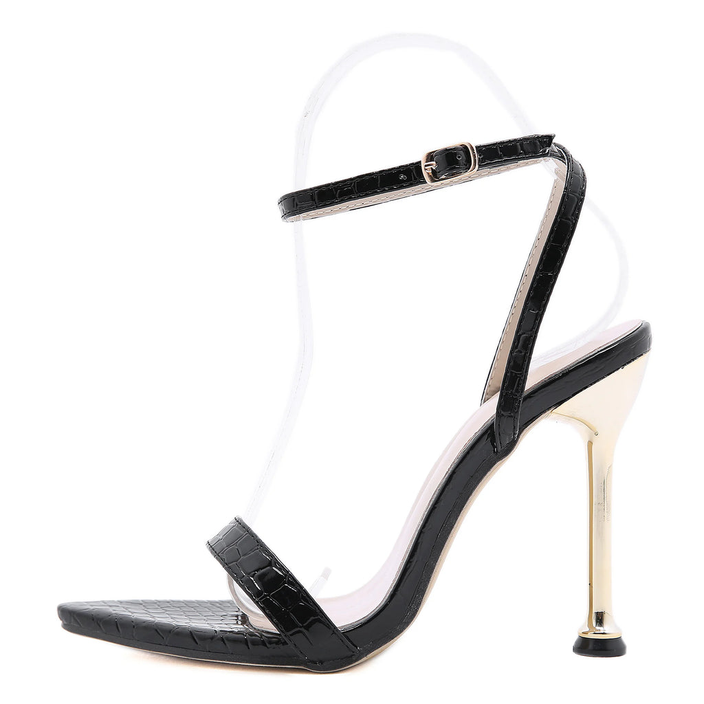 Fashionable 2025 Spring New Super Heel Women's Shoes Thin Heel Roman Sandals