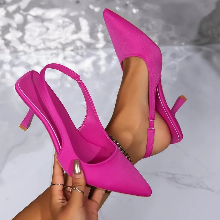 Zapatos De Mujer Lady Office Heels Sandals Sandals with Pointed Toe PU Upper and Sexy Style for Women