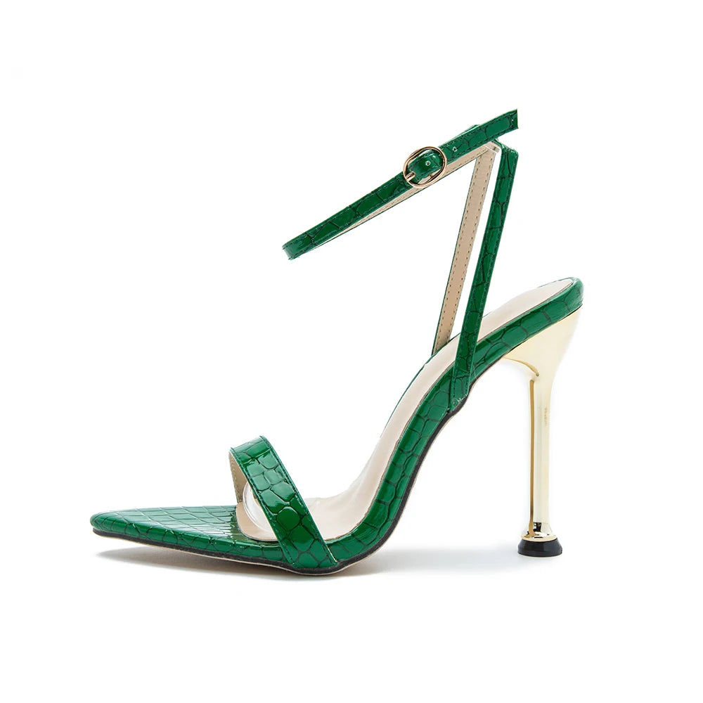 Fashionable 2025 Spring New Super Heel Women's Shoes Thin Heel Roman Sandals