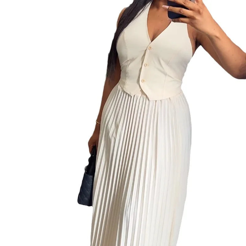 White Knit Top & Maxi Two-Piece Set