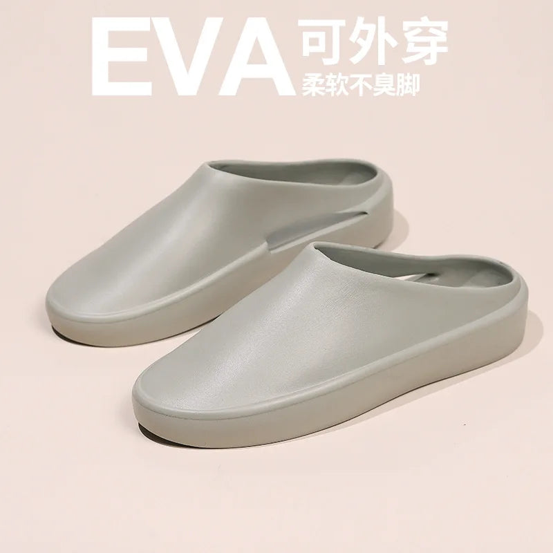 Thick Soled Toe slippers Women's Ins Lightweight Non slip Heightened Chef Shoes Flat Sports Hole Shoes Sandals Women