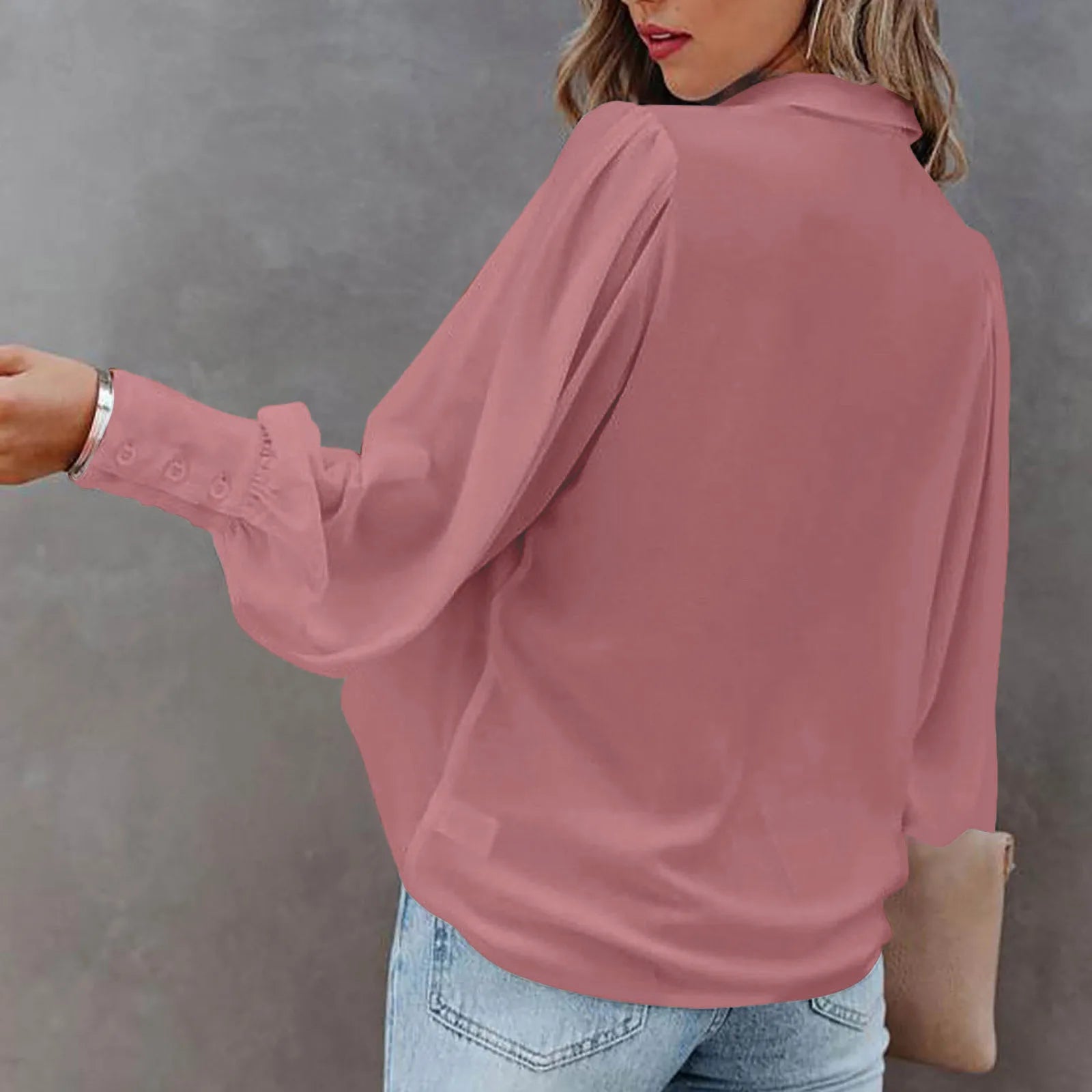 Casual Button-Down Loose Long Sleeve Blouse