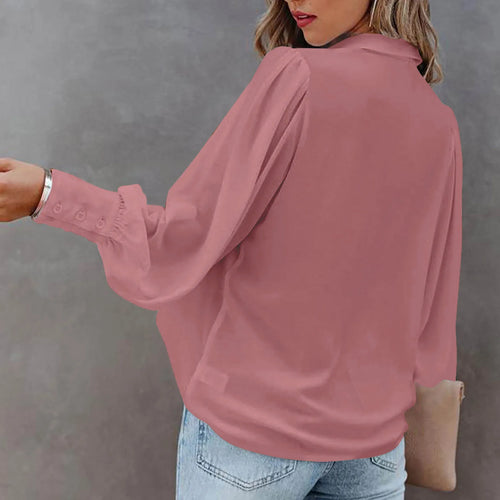 Casual Button-Down Loose Long Sleeve Blouse
