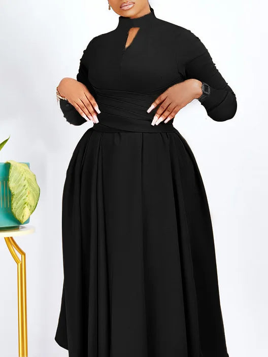 Ruched A-Line Long Sleeve Dress