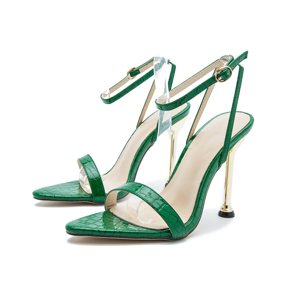 Fashionable 2025 Spring New Super Heel Women's Shoes Thin Heel Roman Sandals