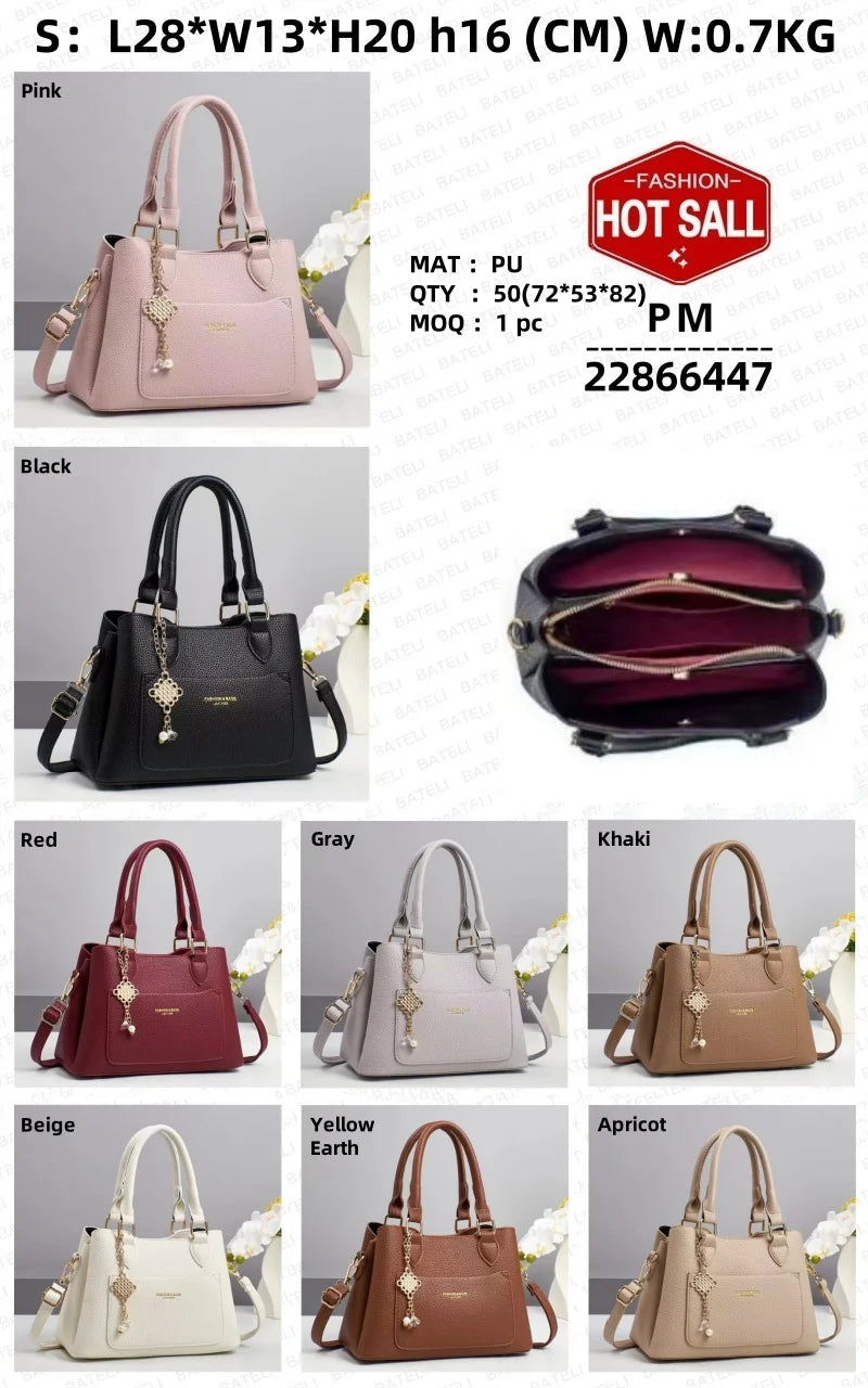 2025 New Designer Women's Preppy Style Tote Purse Ladies' Shoulder Bag Chain Decoration PU  Zipper Closure Portable Handbag