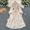 Spring Roman Tunic Casual Midi Dress For Women Empire Floral Hollow Out Lace Dress