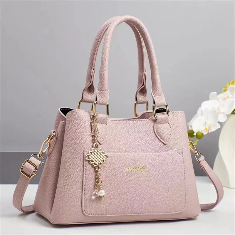 2025 New Designer Women's Preppy Style Tote Purse Ladies' Shoulder Bag Chain Decoration PU  Zipper Closure Portable Handbag