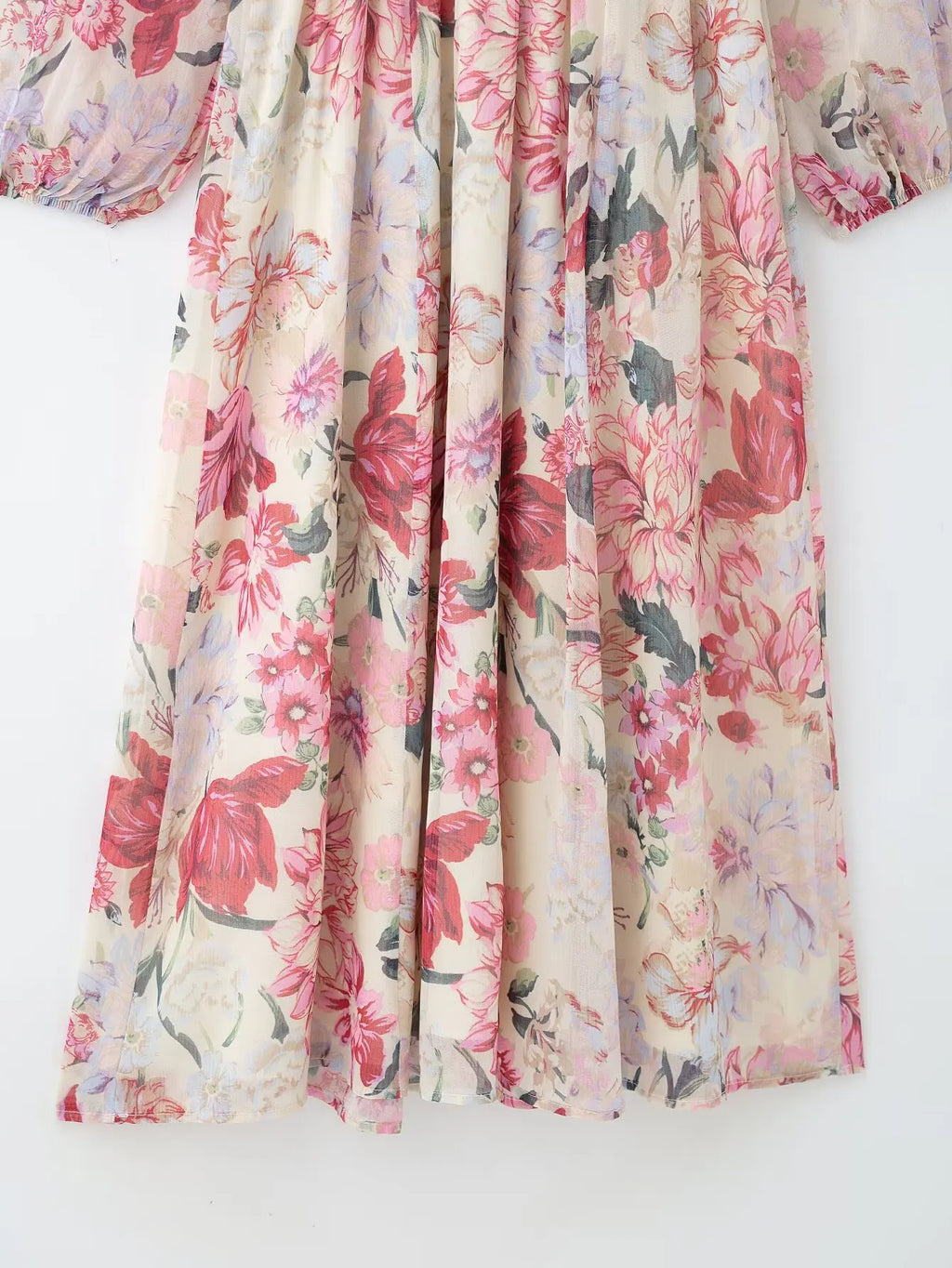 KAR&OT ZA 2025 Spring Women's New Fashion Temperament Flower Print Long Sleeve Midi Dress 2507147