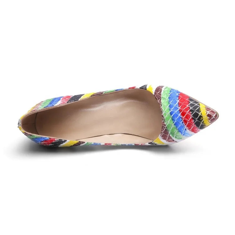 Super High-heeled Women  Shoes Colorful Graffiti Pointed Toe Stiletto Shoes Fashion Night Club Pumps