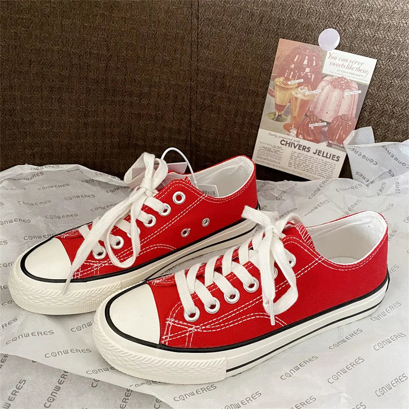 Zapatos De Muje Retro 1970s Korean Street Style Classic and Versatile Platform Shoes, Popular Sneakers Made of Cloth