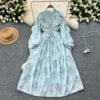 Spring Roman Tunic Casual Midi Dress For Women Empire Floral Hollow Out Lace Dress