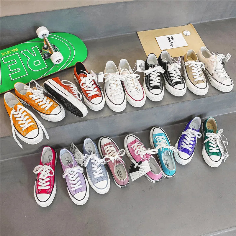 Zapatos De Muje Retro 1970s Korean Street Style Classic and Versatile Platform Shoes, Popular Sneakers Made of Cloth