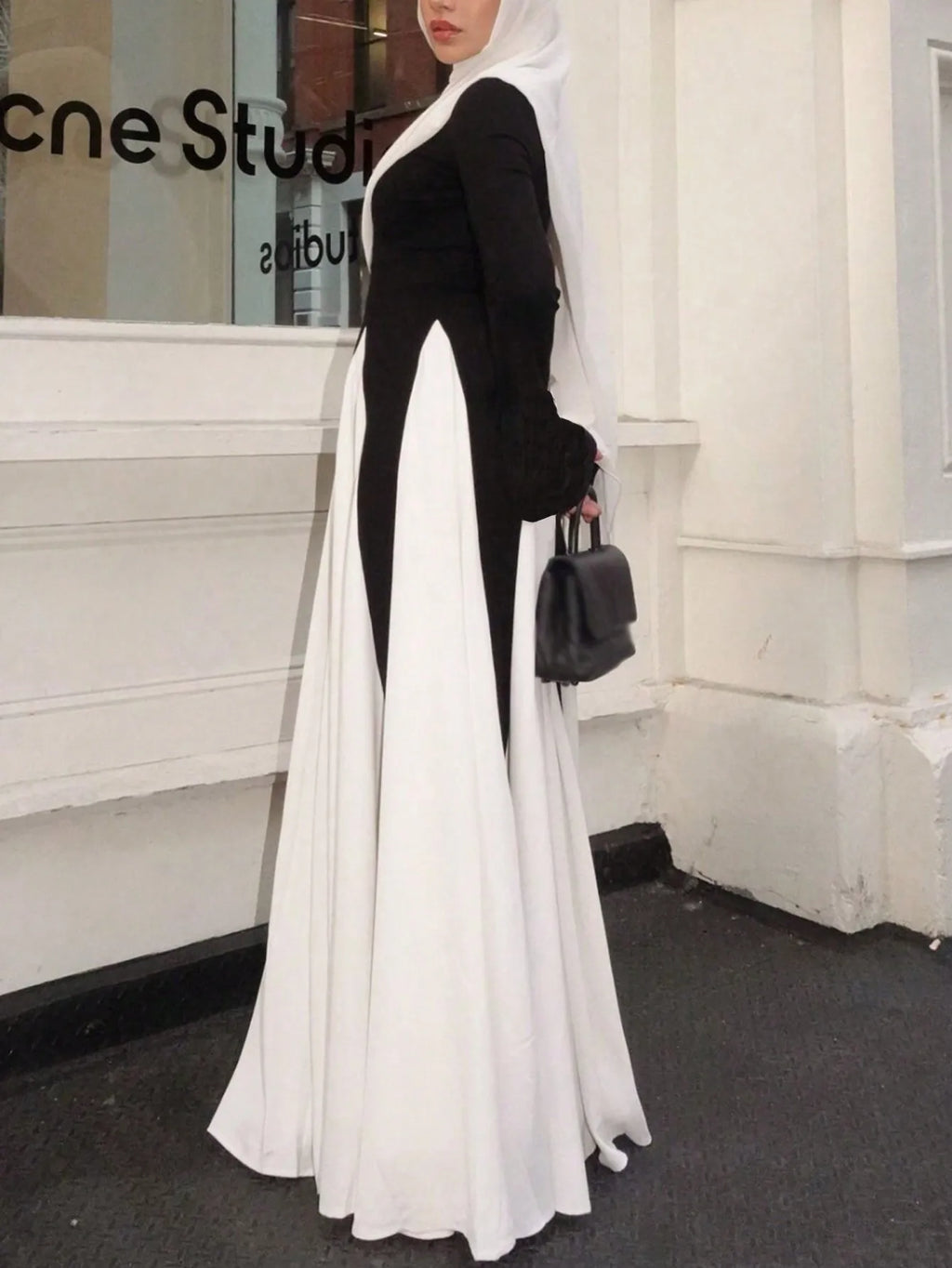 Women's Full Sleeve Maxi Dress Elegant Vintage Evening & Party Kaftan with Hijab Casual Dubai & Turkey Style Solid Pattern