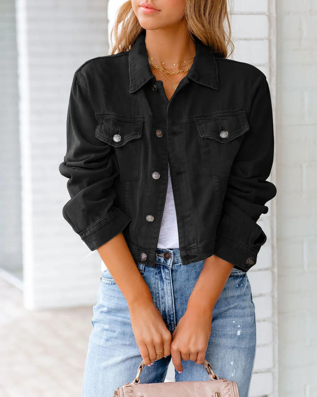 Hot Selling Short Slim Fit Womens Denim Casual Jacket Coat