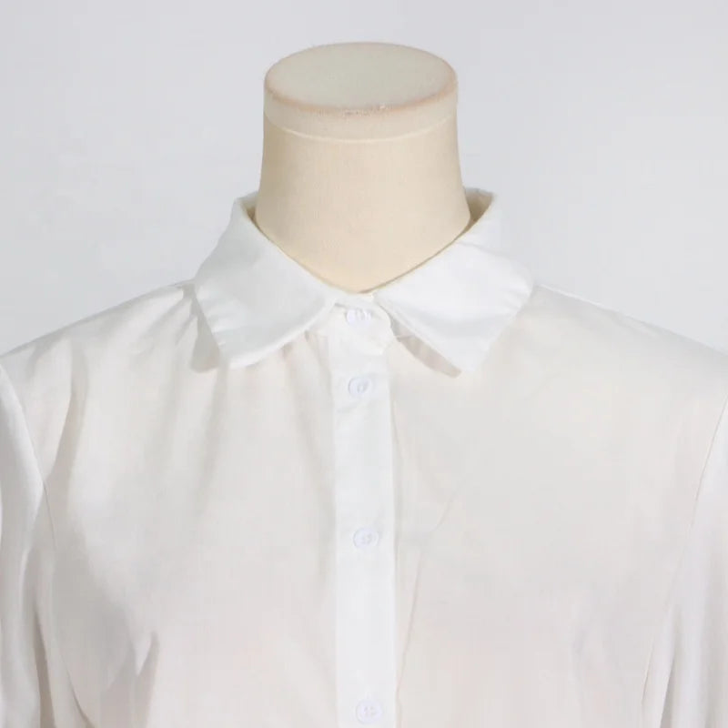 OUDINA New Arrivals Niche Design Sense White Shirts Solid Color Casual Long Sleeve Women Shirt