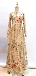 Latest Design Embroidery Flowers Long Sleeves Abaya Fashion Muslim Women Dress