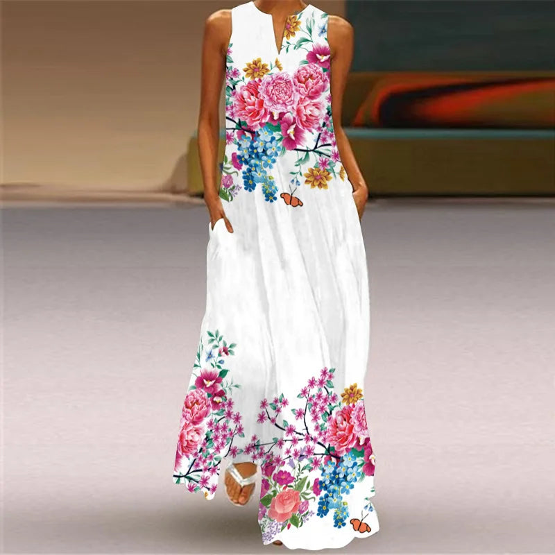 Summer Beach Women Dress 2022 Elegant Robe Party Sleeveless Vestidos Women Casual Sundress Vintage Dresses