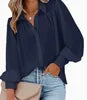 Casual Button-Down Loose Long Sleeve Blouse