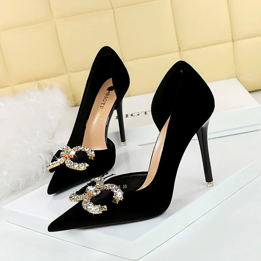 Rhinestone Pearl Bow Heeled Sandals
